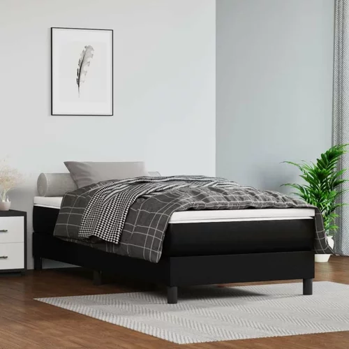  Box spring postelja z vzmetnico črn 90x190 cm umetno usnje, (20723730)