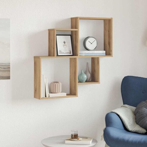  Zidna polica Artisan hrast 80x15x78,5 cm izrađeno drvo Slike