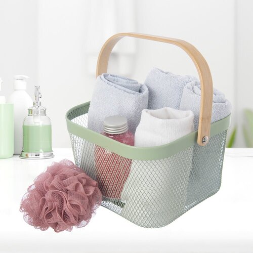 Orion Žična kovinska ko&amp;scaron;ara 24,5x27x30 cm Greenish &amp;ndash; Slike