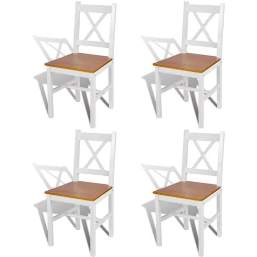  Jedilni stoli 4 kosi beli iz borovine