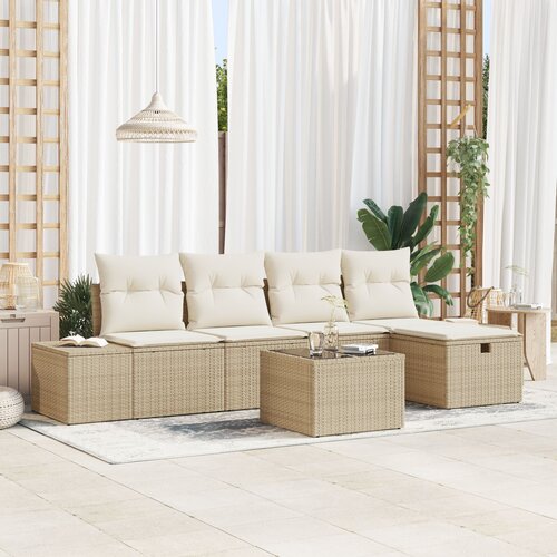 vidaXL Set od 6 komada vrtnih sofa s jastučićima Bež poli ratan Cene