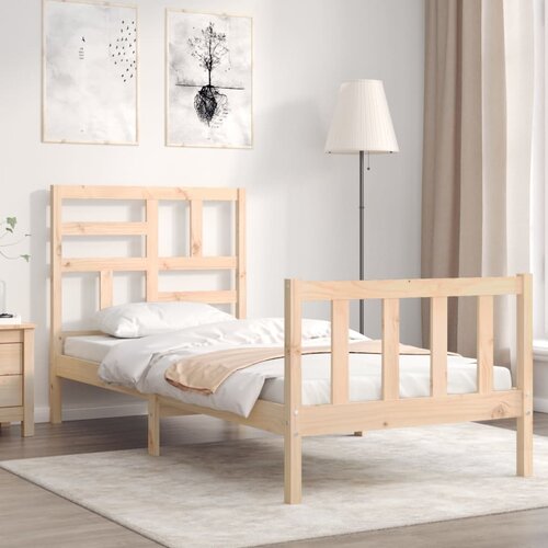 vidaXL Posteljni okvir z vzglavjem 100x200 cm trden les Cene
