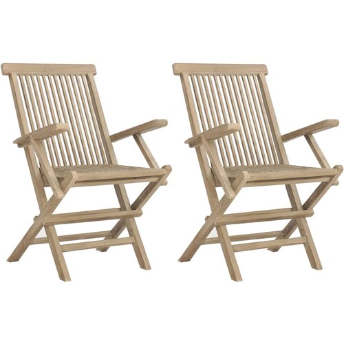 Maison Chic Zložljivi Vrtni Stoli - Stol za vrti 2 kosa sivi 56x61x89 cm trdna tikovina JS2684, (21876178) Slike