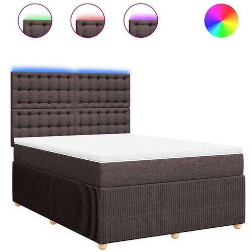 VidaXL Krevet s oprugama i madracem tamnosmeđi 140 x 190 cm od tkanine Slike