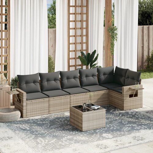 vidaXL 7-dijelni set vrtnih sofa svjetlosivi od poliratana Cijene