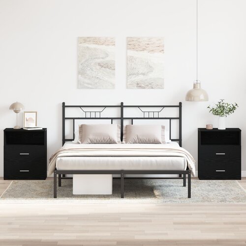 VidaXL nočna omarica set 2 črni hrast inženirski les 50 x 32 x 60 cm Slike