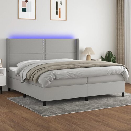  box spring s madracem LED svjetlosivi 200x200 cm tkanina Cijene