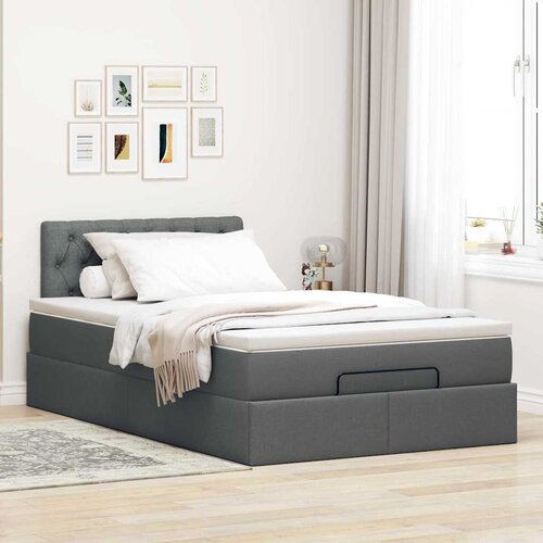  Otomanski krevet s madracem tamnosivi 120x190 cm tkanine Slike