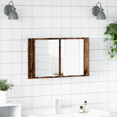 vidaXL Kopalni&scaron;ka ogledalna omara z LED lučmi Star les 80 x 12 x 45 cm Cene
