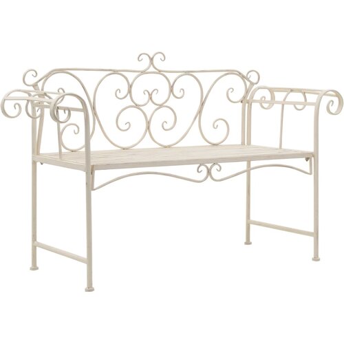  Klupa 132 cm metalna antikna bijela Slike