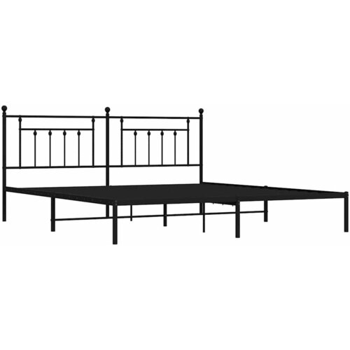 Metalni okvir za krevet s uzglavljem crni 200x200 cm Slike