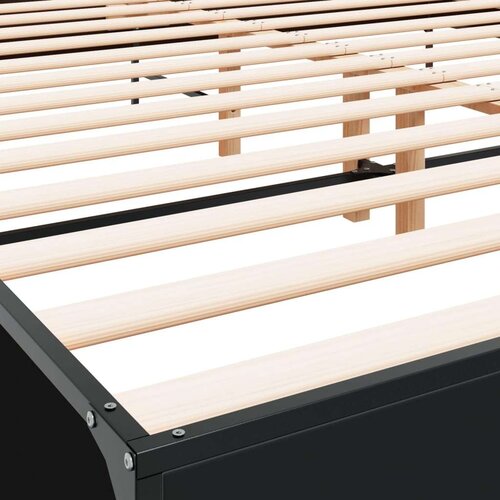  Okvir za krevet crni 200 x 200 cm konstruirano drvo i metal Slike