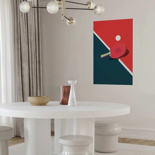  Plakat - Table Tennis - Ball and Racket on a Table 40x60 Bez okvira Slike