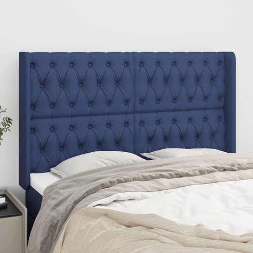 vidaXL Vzglavje z ušesi moder 147x16x118/128 cm blago Cene
