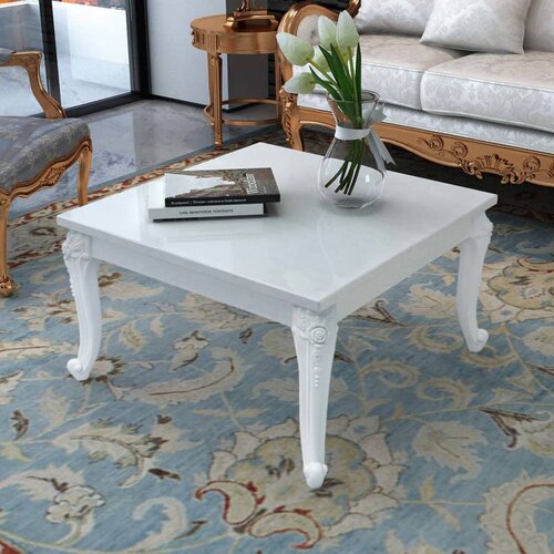 Furnova Klubska Mizica 80x80x42 cm Visok Sijaj Bele Barve, (21913704) Slike
