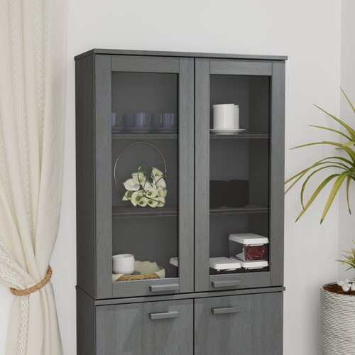 The Living Store Zgornja omarica HAMAR temno siva 85x35x100 cm trdna borovina - Zgornja Omarica, (21429752) Slike