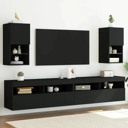 TV ormarići s LED svjetlima 2 kom crni 30,5x30x60 cm