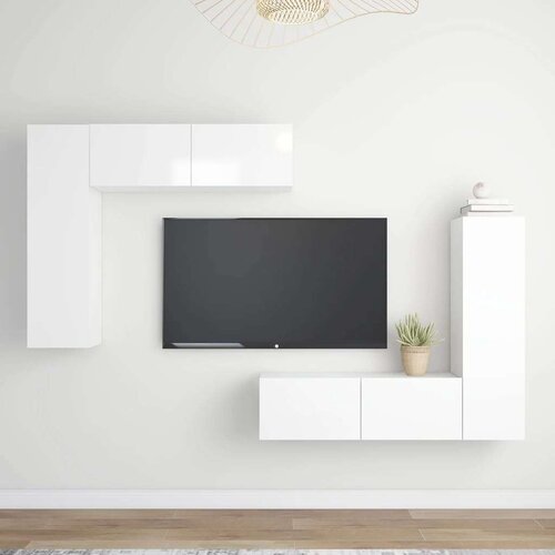  4-dijelni set TV ormarića visoki sjaj bijeli od iverice Slike