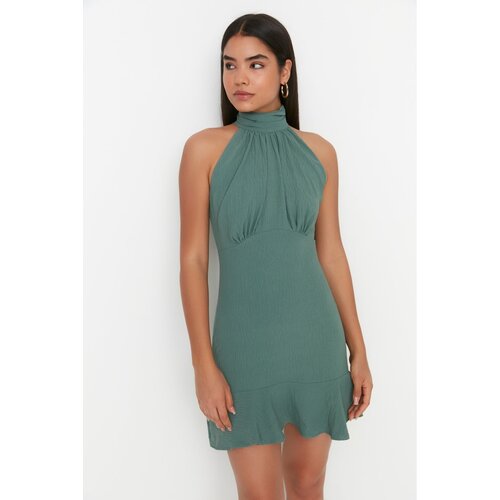 Trendyol Khaki Halter Neck Dress Slike