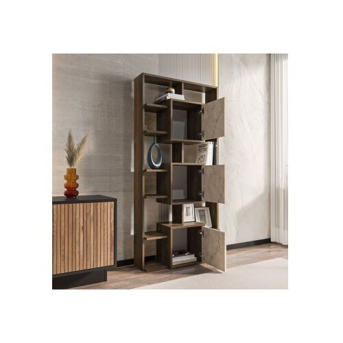 Hanah home polica za knjige monaco walnut travertine Slike