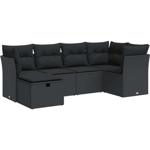 VidaXL 6-dijelni set vrtnih sofa s jastucima crni od poliratana Slike