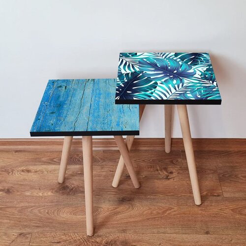 Hanah home 2Shp499 - blue bluewhite nesting table (2 pieces) Cene