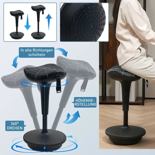  Uredska stolica s funkcijom okretanja ergonomska stolica podesiva visina 65 5-83 5 cm nagibna 120&amp;deg; crna Slike