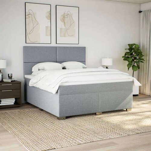 VidaXL Krevet s oprugama i madracem svjetlosivi 180x200 cm od tkanine Slike