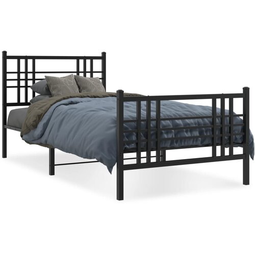 vidaXL Metalni okvir kreveta uzglavlje i podnožje crni 90x190 cm Cene