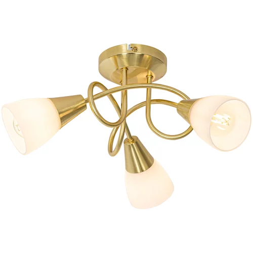 QAZQA Klasična stropna svetilka zlata z opalnim steklom 3-light - Inez