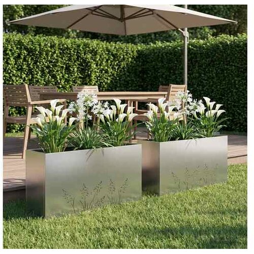 vidaXL Vrtna saksija 2 kom. Srebrna 100 x 20 x 49 cm Pocinčani čelik - Pocinčani čelik 100 x 20 x 49 cm 2 Cijene