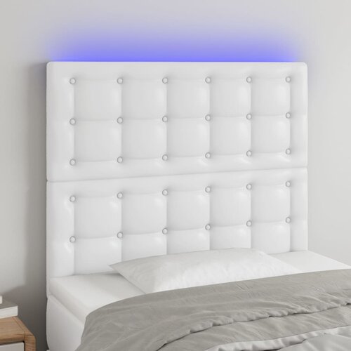 The Living Store led posteljno vzglavje belo 100x5x118/128 cm umetno usnje - led vzglavje, (21418573) Slike