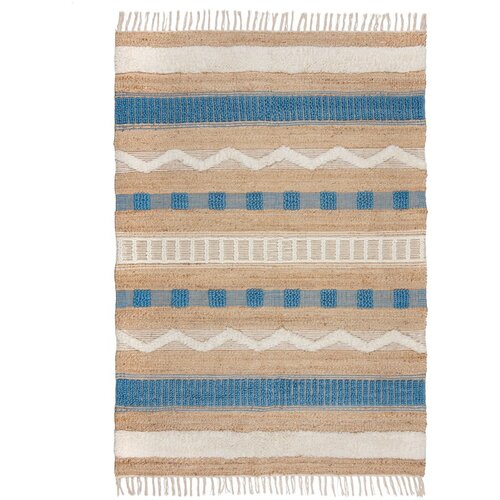 Flair Rugs Modra/v naravni barvi ročno tkana preproga iz mešanice jute 120x170 cm Medina Jute – Cene