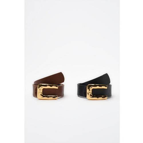 Trendyol black-brown leather belt Cene