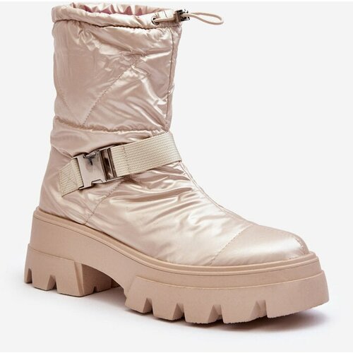 Kesi Women's boots with a massive sole and a flat heel, Beige Werikse Slike