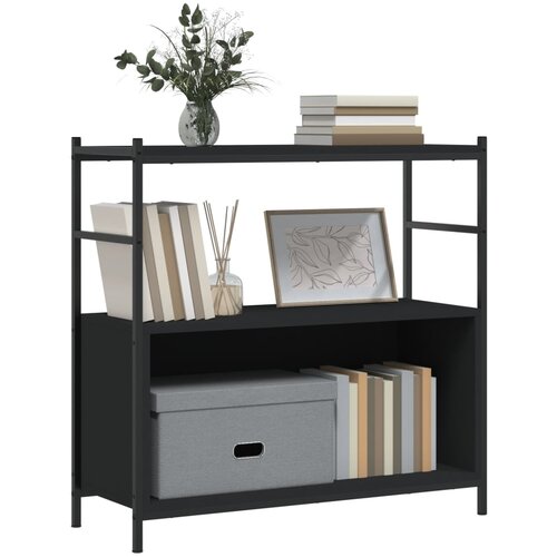  Regal za knjige crni 80x30x78,5 cm konstruirano drvo i željezo Slike