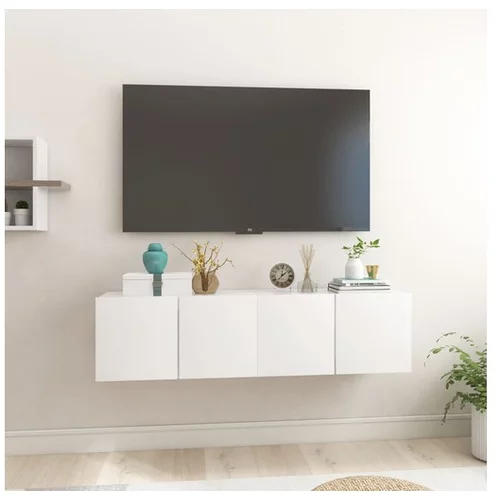  Viseča TV omarica 2 kosa visok sijaj bela 60x30x30 cm