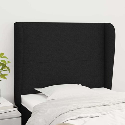 Vzglavje z u&amp;scaron;esi črno 83x23x118/128 cm blago, (20793767) Slike