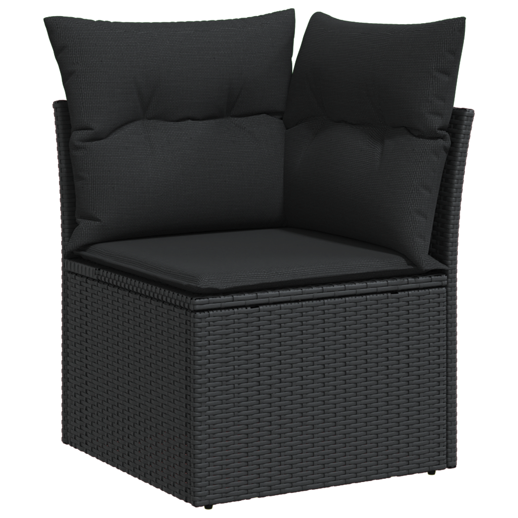 VidaXL 8-dijelni vrtni sofa set s jastučićima crni poli ratan Slike