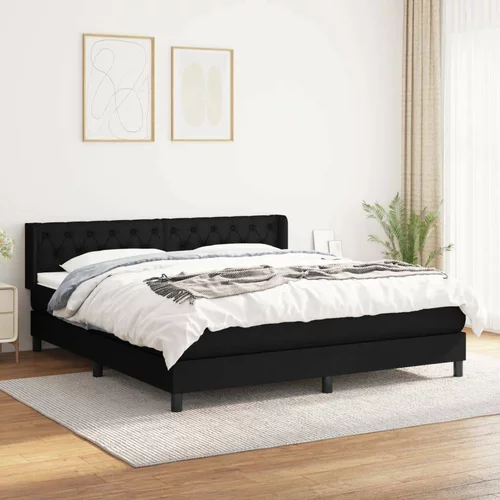  Box spring postelja z vzmetnico črna 160x200 cm blago, (20791239)