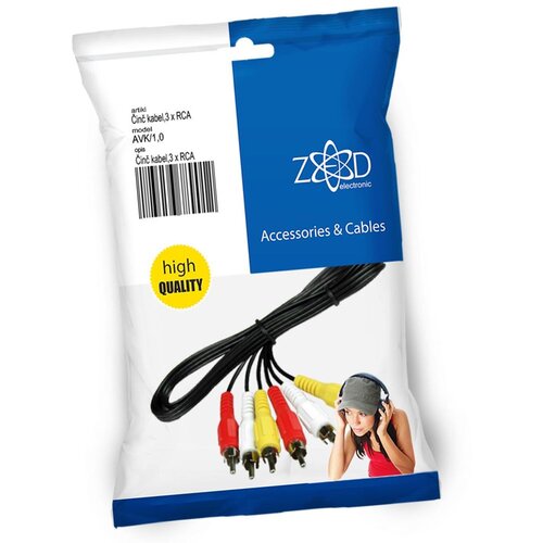 Zed Electronic elektronski RCA kabel 1,0 meter, 3xRCA - AVK/1,0 Slike