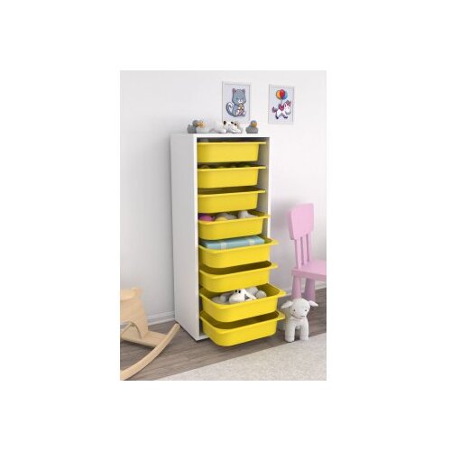 Hanah home Vi&scaron;enamenska komoda Cara 8N, 45.5 x30 x109 cm, Bijelo-žuta Cijene