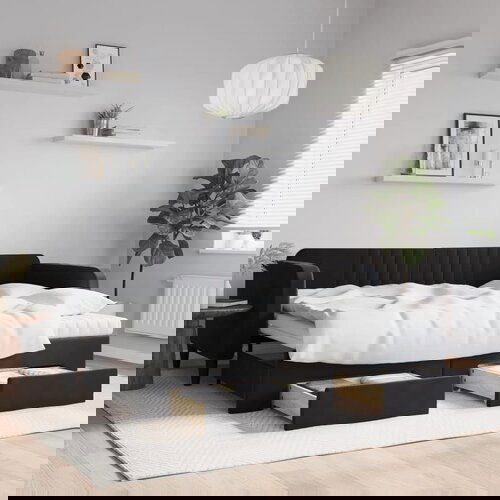  The Living Store Izvlečna dnevna postelja s predali črna 90x200 cm žamet - Izvlečna Dnevna Postelja, (21492045) Slike