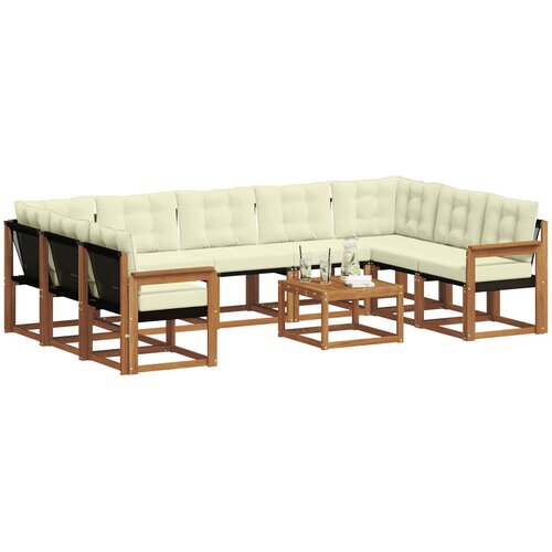  Set vanjskih sofa 10 kom. Prirodna i krem Smeđa 304 x 187,5 x 73 cm Slike