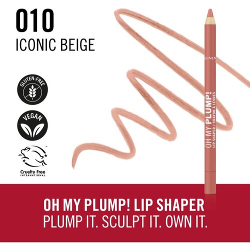 Rimmel London Oh My Plump! črtalo za ustnice odtenek 010 Iconic Beige 1.2 g Slike