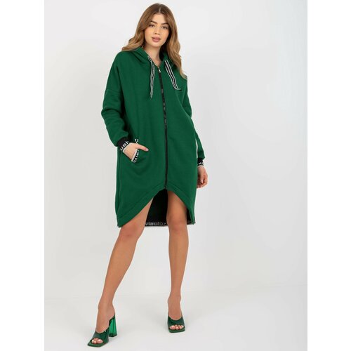 Fashion Hunters Women's Long Zipper Sweatshirt - Green Slike