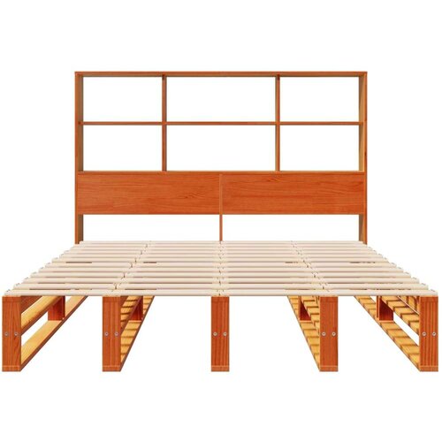 VidaXL Krevet s regalom za knjige bez madraca 150x200 cm masivno drvo Slike