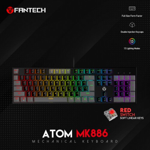 Fantech Tastatura Mehanicka Gaming MK886 RGB Atom crna (Red switch) Cene
