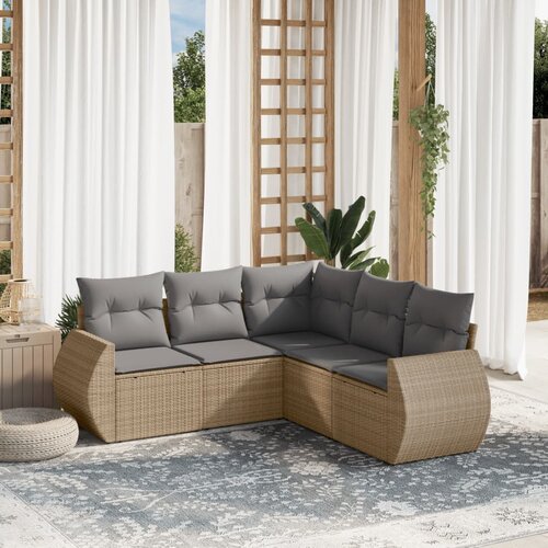 vidaXL 5-dijelni vrtni set sofa s jastucima bež od poliratana Cijene