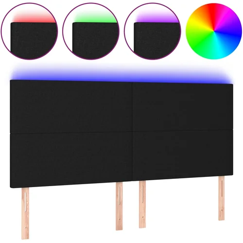 Maison Chic led posteljno vzglavje - vzglavna omarica - nočna omarica črno 180x5x118/128 cm blago, (21711084)